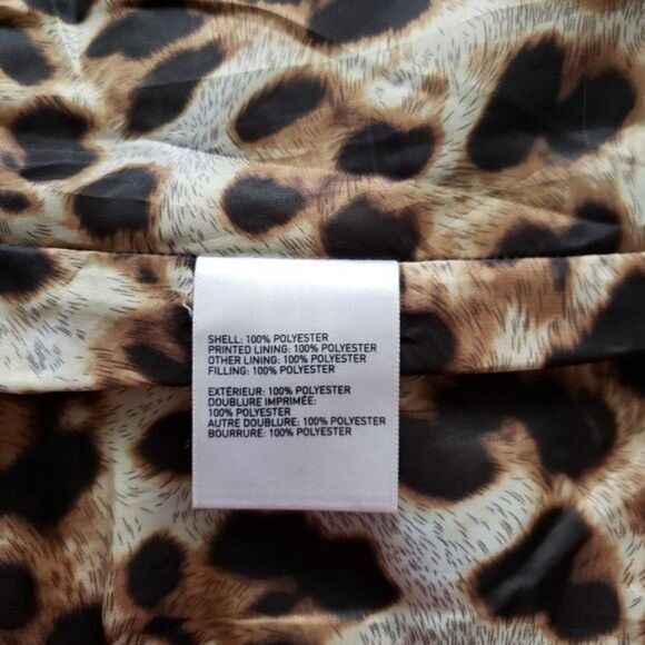 Laundry by Shelli Segal Quilted Zip Front Jacket Hood Animal Print Women's XS - Picture 12 of 13